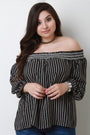 Smocked Off The Shoulder Striped Top