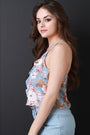 Floral Print Ruffle Crisscross Back Top