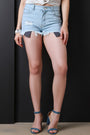 Hanging Pockets Distressed Denim Shorts