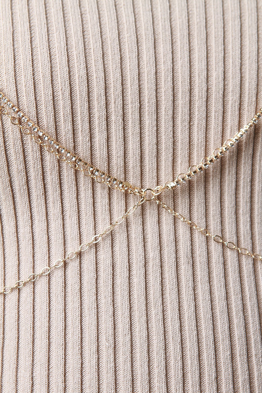 Rhinestone Choker Open Triangle Bra Body Chain