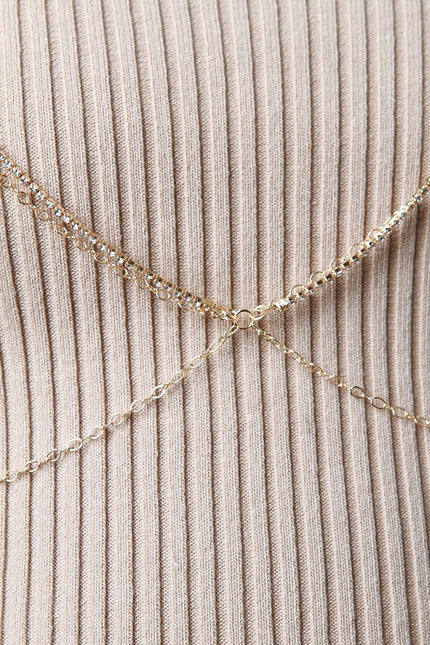 Rhinestone Choker Open Triangle Bra Body Chain