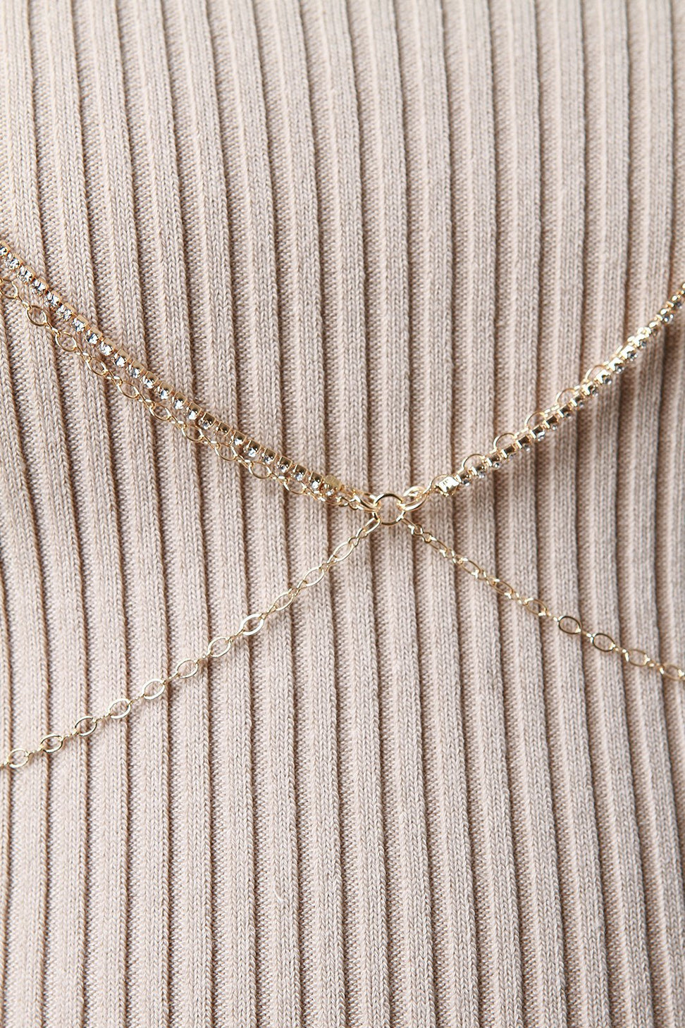 Rhinestone Choker Open Triangle Bra Body Chain