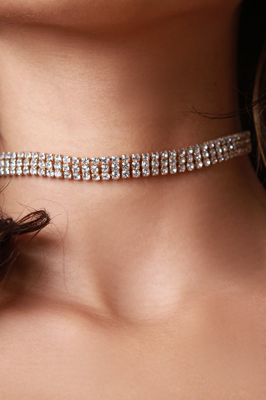 Rhinestone Choker Open Triangle Bra Body Chain