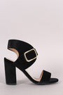Qupid Velvet Ankle Cuff Chunky Heel