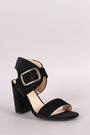 Qupid Velvet Ankle Cuff Chunky Heel
