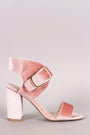 Qupid Velvet Ankle Cuff Chunky Heel