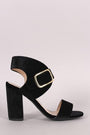 Qupid Velvet Ankle Cuff Chunky Heel