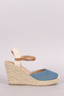 Round Toe Ankle Strap Espadrille Platform Wedge