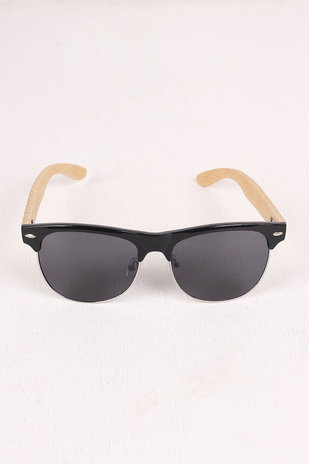 Wayfarer Faux Wooden Arms Sunglasses