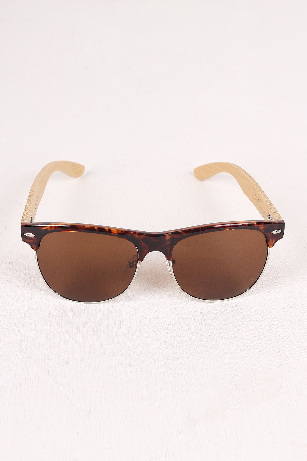 Wayfarer Faux Wooden Arms Sunglasses