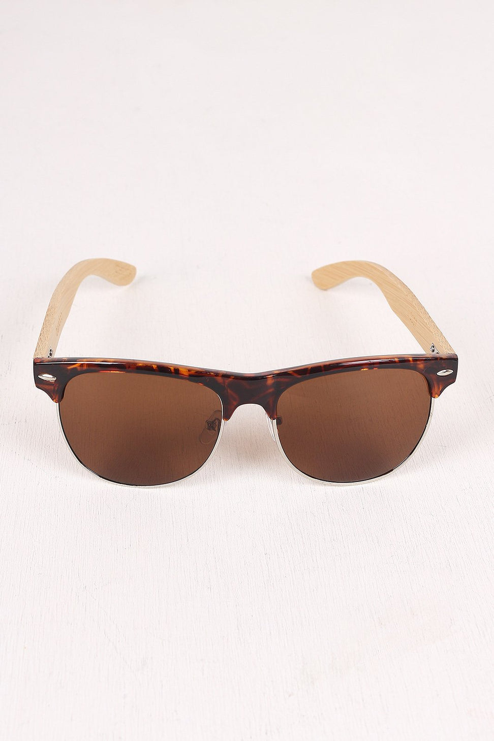 Wayfarer Faux Wooden Arms Sunglasses