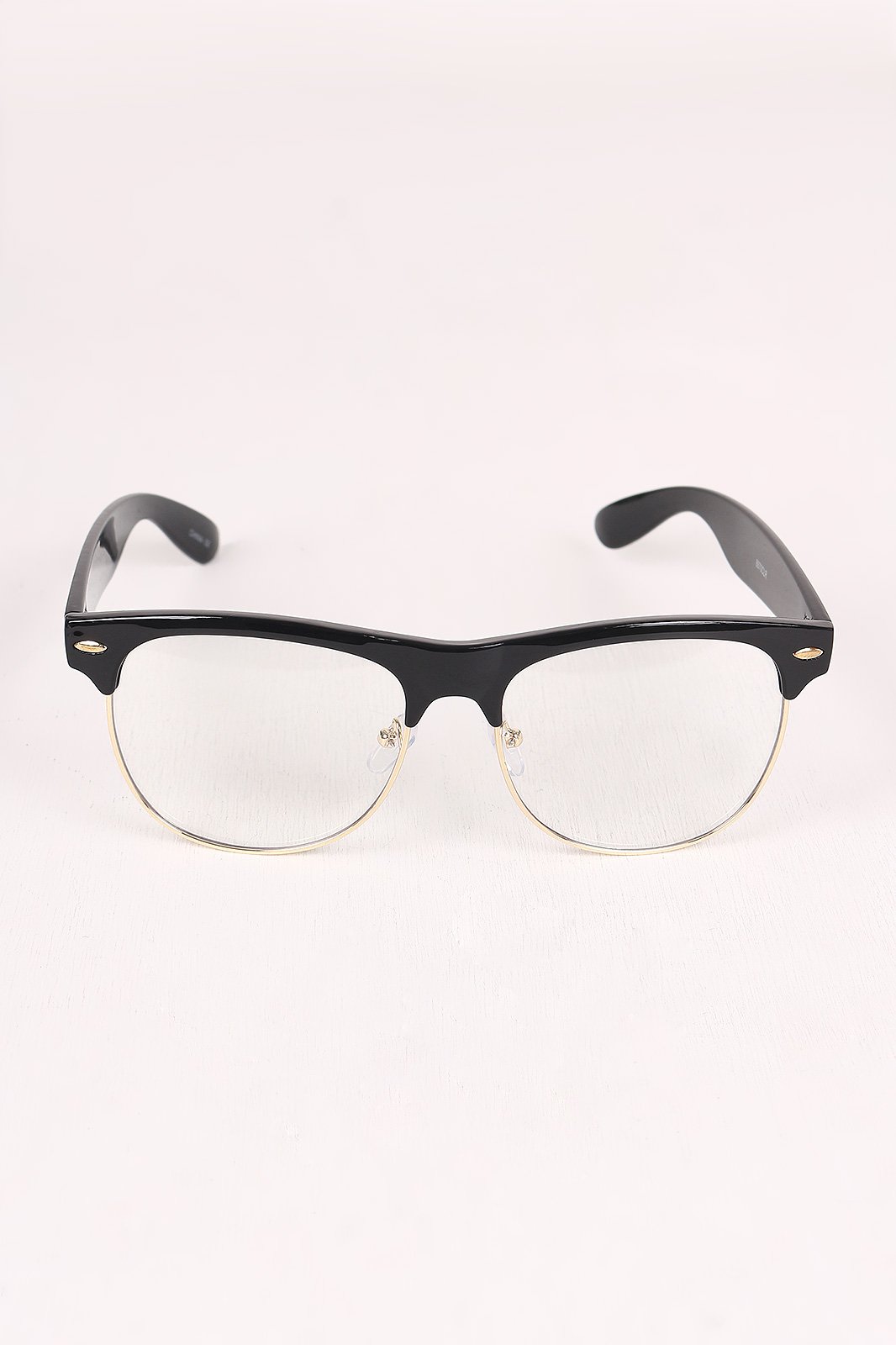 Clear Lens Semi-Rimless Wayfarer Glasses