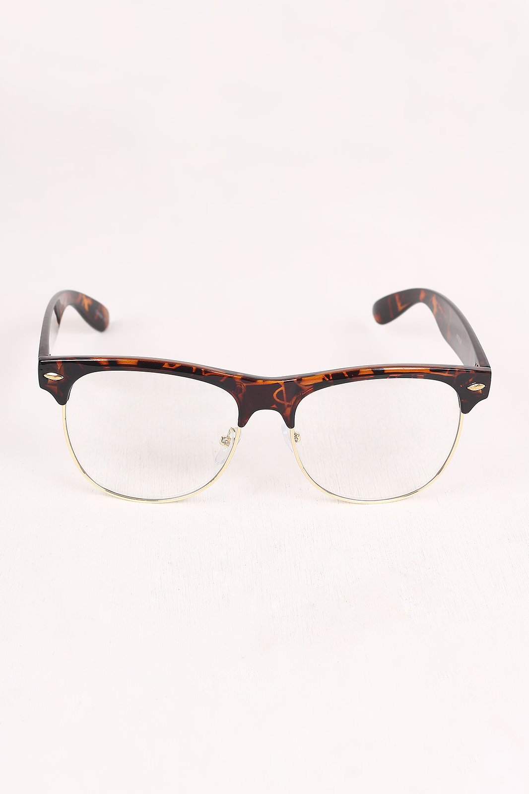 Clear Lens Semi-Rimless Wayfarer Glasses