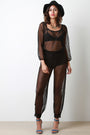 Semi-Sheer Mesh Long Sleeves Jumpsuit