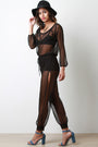 Semi-Sheer Mesh Long Sleeves Jumpsuit