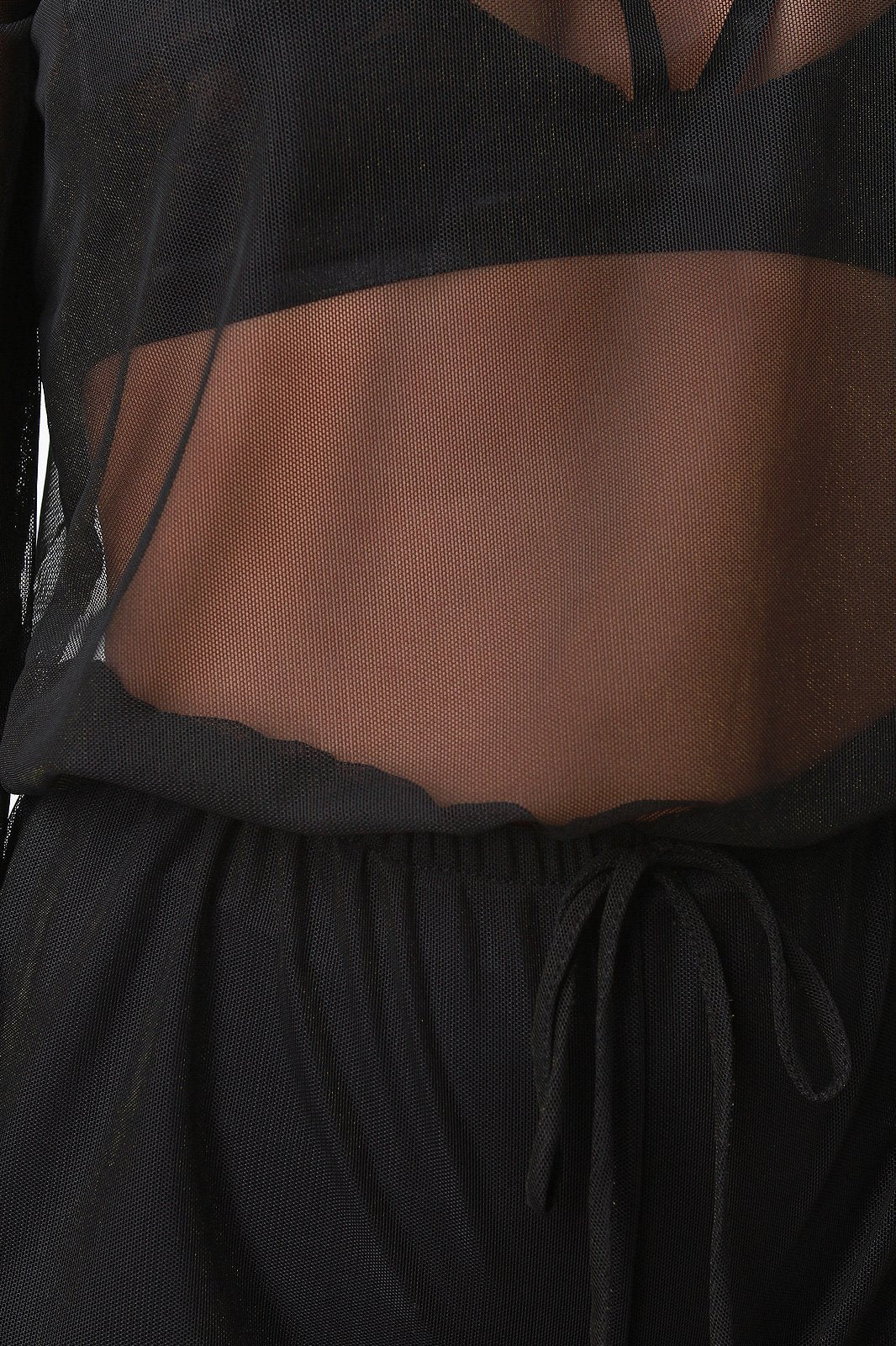 Semi-Sheer Mesh Long Sleeves Jumpsuit