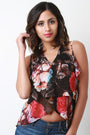 Floral Ruffle Strappy Halter Neck Top