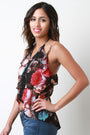 Floral Ruffle Strappy Halter Neck Top