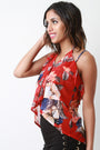 Floral Ruffle Strappy Halter Neck Top