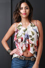 Floral Ruffle Strappy Halter Neck Top