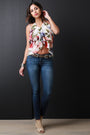 Floral Ruffle Strappy Halter Neck Top