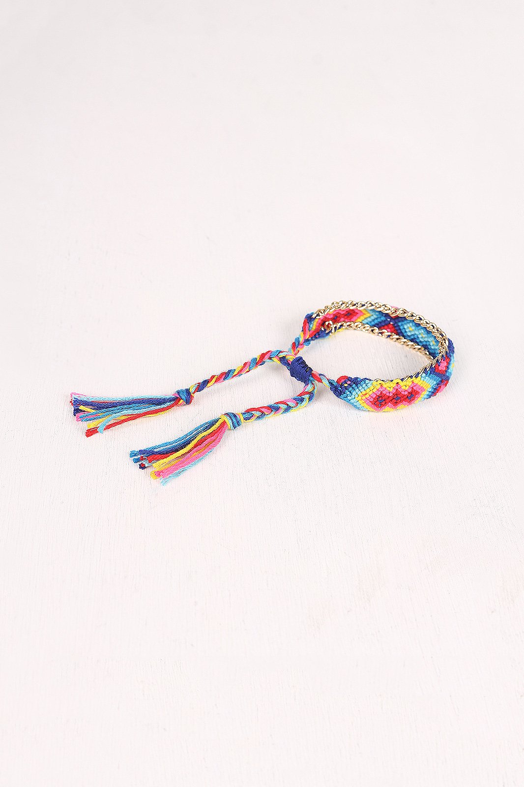 Colorful Threaded Chain Tassel Bracelet