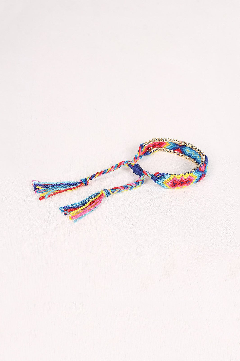 Colorful Threaded Chain Tassel Bracelet