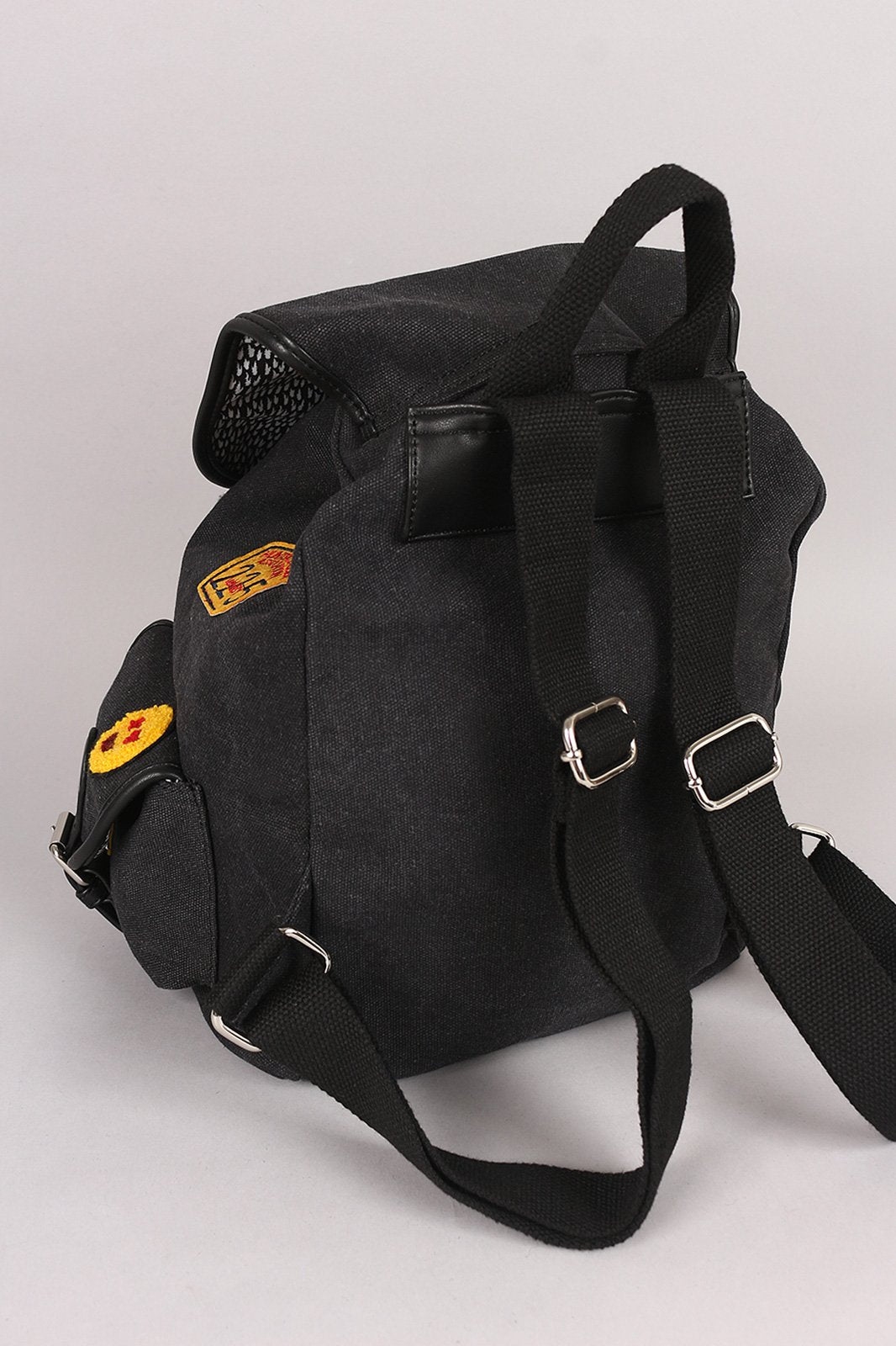 Multi Patches Canvas Drawstring Backpack - NoveltyOne