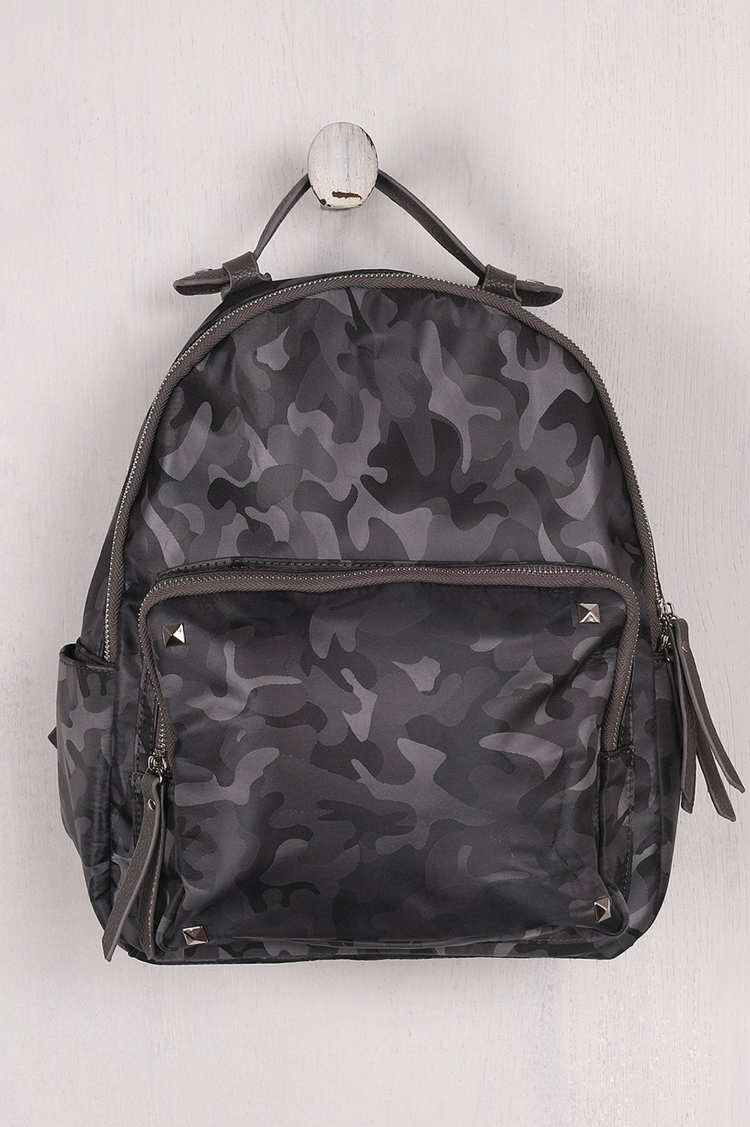 Textured Camouflage Studded Backpack