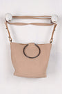 Vegan Nubuck Hoop Accent Crossbody Bag