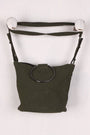Vegan Nubuck Hoop Accent Crossbody Bag