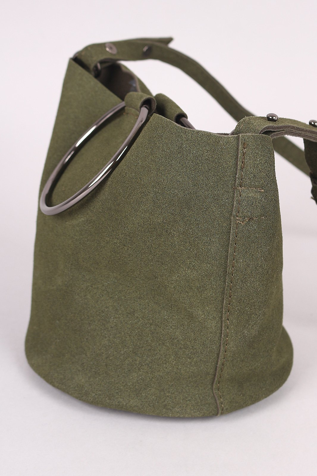 Vegan Nubuck Hoop Accent Crossbody Bag