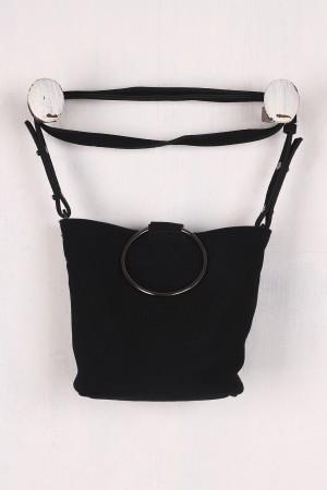 Vegan Nubuck Hoop Accent Crossbody Bag