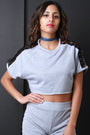 Contrast Side Lace Up Short Sleeves Crop Top