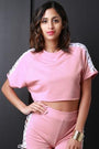 Contrast Side Lace Up Short Sleeves Crop Top