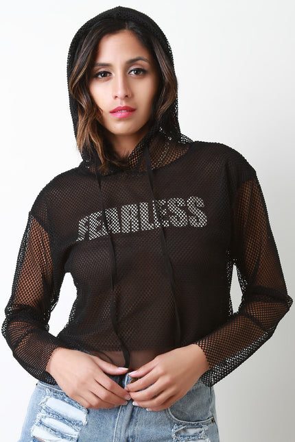 Fearless Fishnet Mesh Crop Hoodie - NoveltyOne