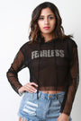 Fearless Fishnet Mesh Crop Hoodie - NoveltyOne