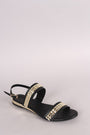 Bamboo Metallic Accent Double Band Slingback Flat Sandal
