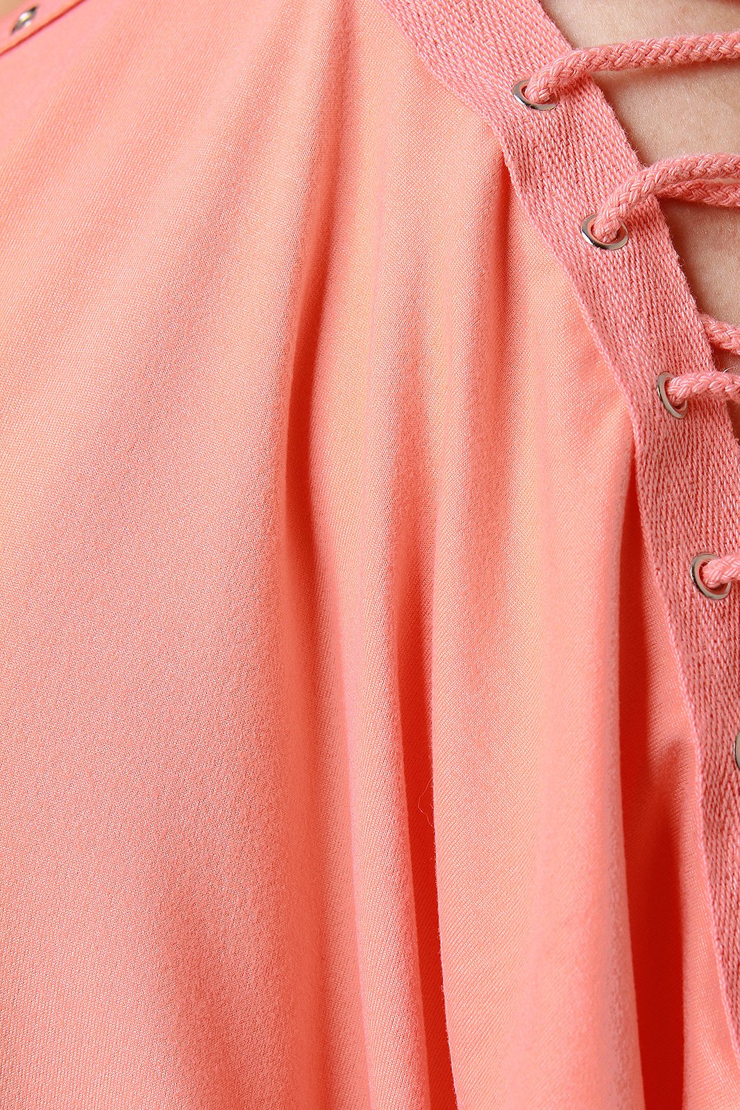 Eyelet Lace Up Dolman Sleeves Midi Dress