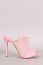 Shoe Republic LA Colorblock Frayed Denim Mule Stiletto Heel