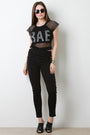 Bae Fishnet Cap Sleeve Crop Top