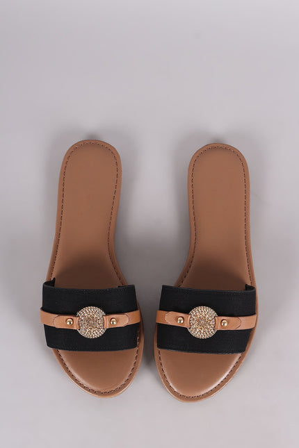 Bamboo Canvas Coin Ornament Slide Sandal