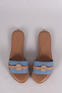 Bamboo Denim Coin Ornament Slide Sandal
