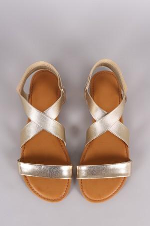Bamboo Elasticized Cross Band Flat Sandal
