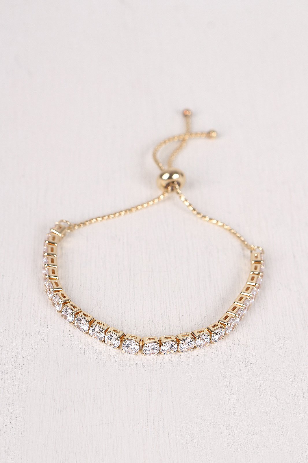 Cubic Zirconia Pull Tie Bracelet