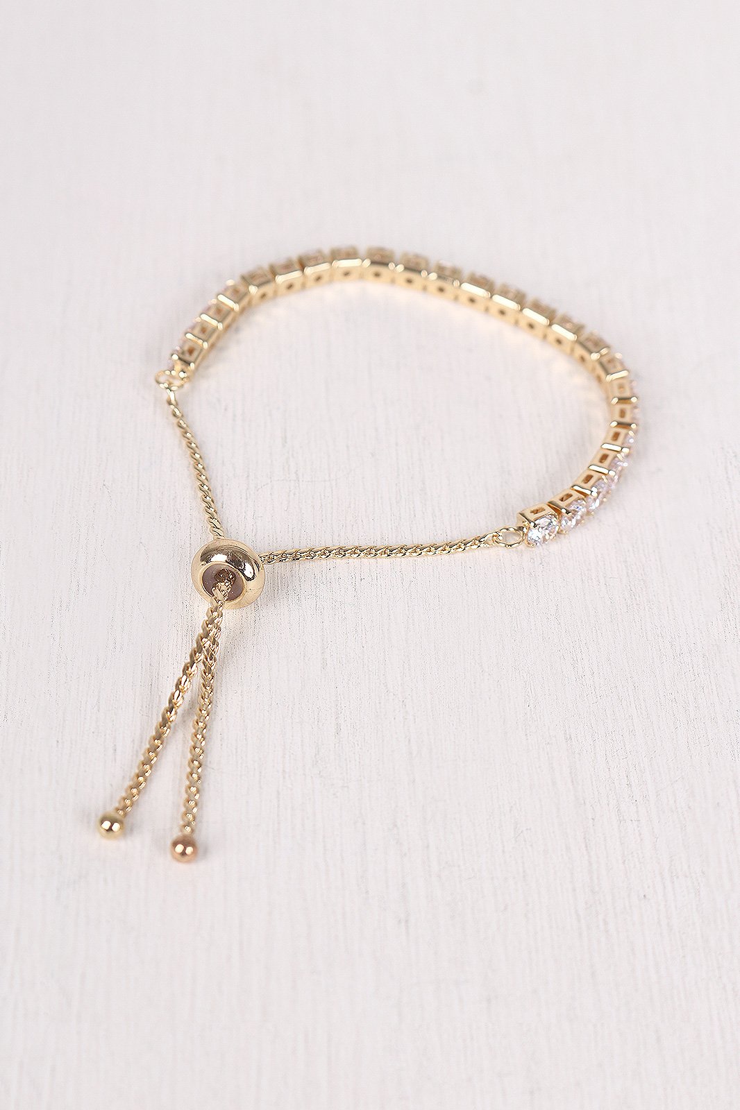 Cubic Zirconia Pull Tie Bracelet