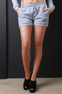 Distressed Terry Knit Drawstring Shorts - NoveltyOne