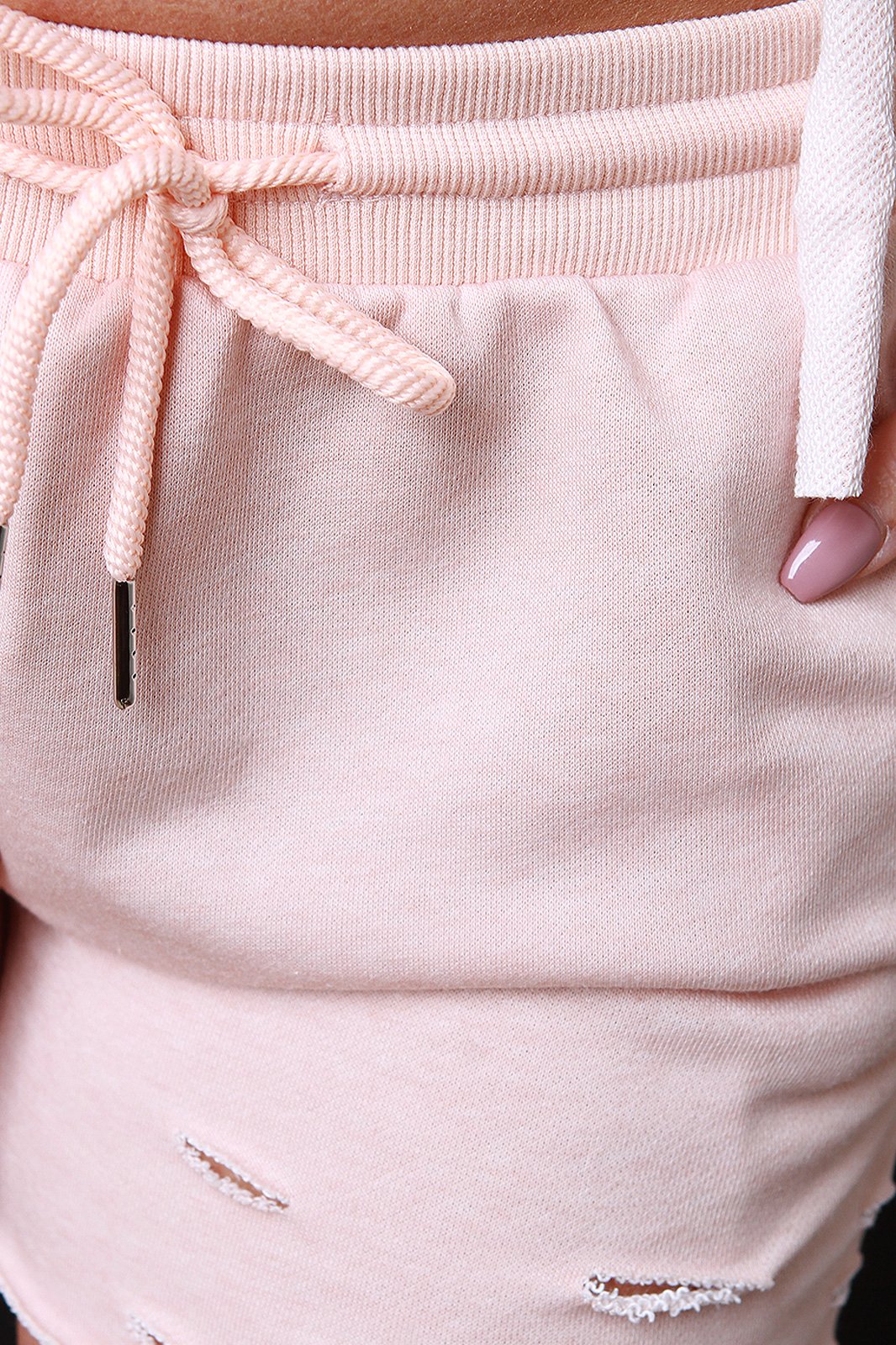 Distressed Terry Knit Drawstring Shorts - NoveltyOne