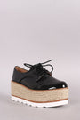 Patent Lace Up Espadrille Oxford Flatform Wedge