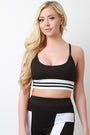 Stripe Rib Knit Trim Crop Top